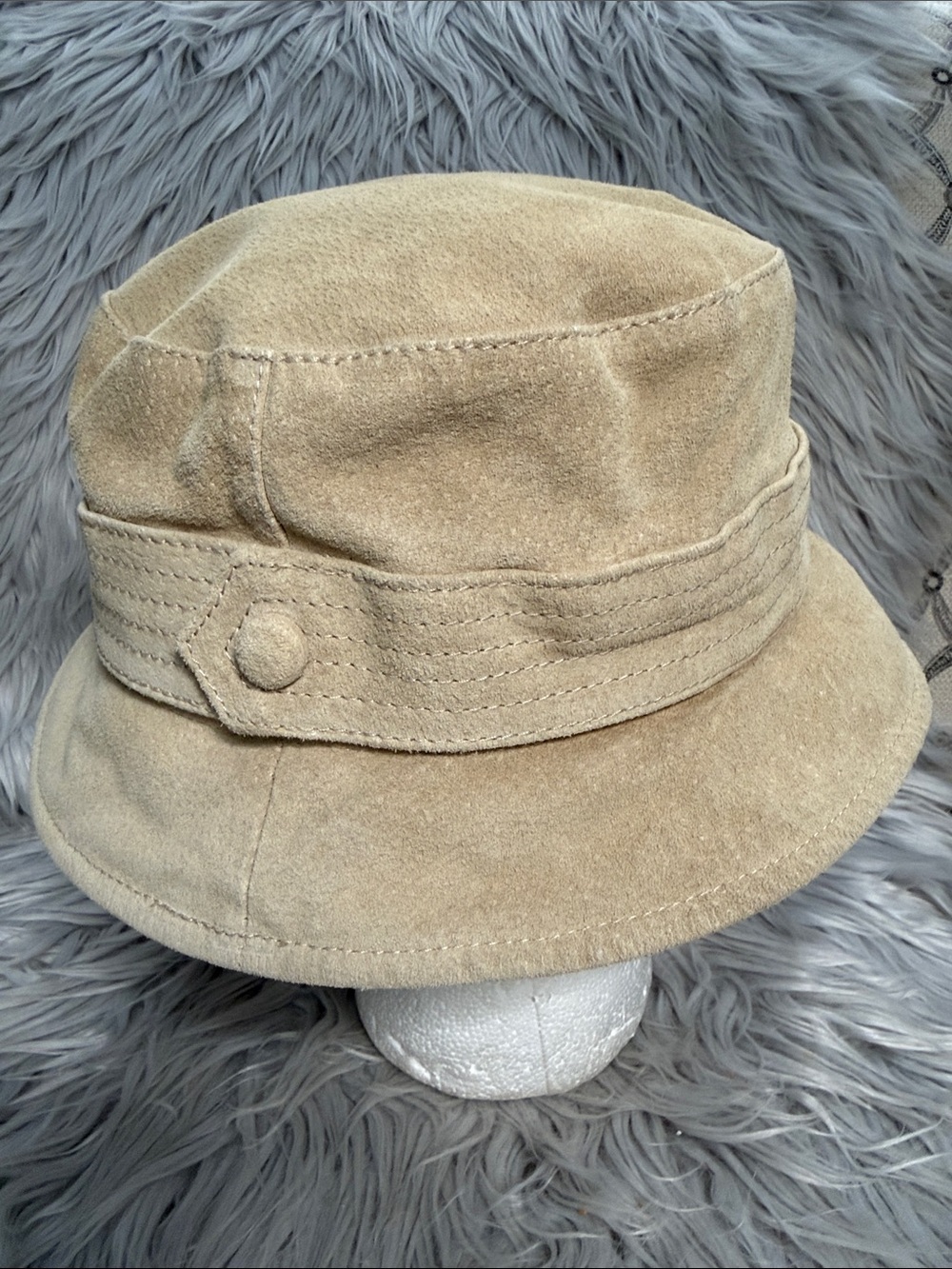 Nine West Beige Suede Bucket Hat